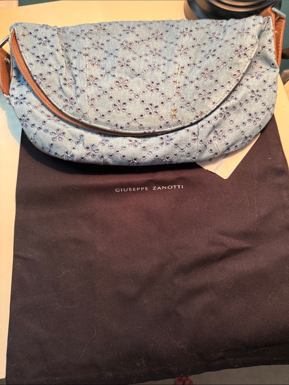 Vicini by Giuseppe Zanotti EB356 Turq Fabric and Beads Handbag - Made in Italy